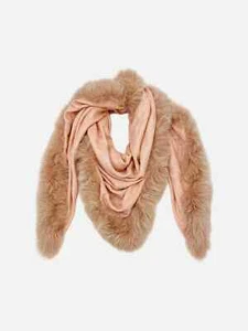 LOUIS VUITTON Fur Pink & Brown Silk, Wool & Fur Shawl - Picture 1 of 4