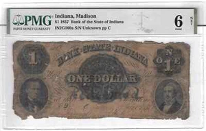 PMG Good 6 NET 1857 $1 The Bank of the State of Indiana, Madison, Indiana - Picture 1 of 2