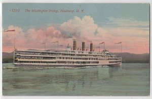 Das Washington Irving Dampfschiff auf der Wasserlinie Ansicht Newburgh NY Postkarte - Bild 1 von 2