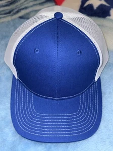 Port Authority Adjustable Snapback White Mesh Back Blue Embroidered Hat ~ Blank - Picture 1 of 8