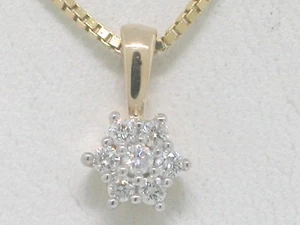 Colgante Brillante Forma de Flor Oro Amarillo 7 Brillantes Total 0,12ct Wesselton - Imagen 1 de 4