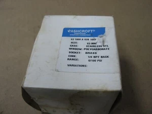 NUEVO EN CAJA ASHCROFT 63-1008-A-02B 100# SS 63MM CALIBRE 0-100PSI TRASERO 1/4NPT P9168 - Imagen 1 de 3