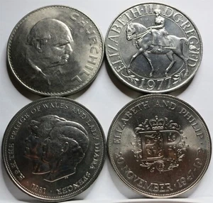 GREAT BRITAIN UK Lot 4x Crown 1965 1972 1977 1981 AU UNC Churchill Diana #CR1 - Bild 1 von 7