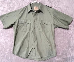 Vintage Cabelas Shirt Mens Large Green Safari Hunting Outdoor Short Sleeve - Picture 1 of 8