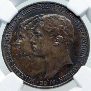1903 GERMANY States SAXE-WIEMAR-EISENACH Duke Ernest Silver 2 Mk Coin NGC i86964 - Picture 1 of 5
