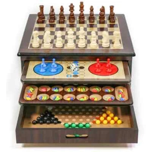 Deluxe Wooden Game House 10in1 Board Game Chess Checkers Backgammon Ludo Mancala - Picture 1 of 5