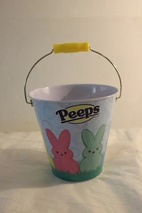 Peeps Easter Basket Metal Pail Bunnies Bunny Spring Décor Collectible Gift NEW - Picture 1 of 7