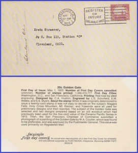 USA3 # 567 ADDR FACSIMILE FDC Golden Gate Bridge - Picture 1 of 1
