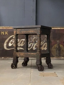 Antique Turtle Table, Antique Printer's Table, Industrial Die Cart Table - Picture 1 of 10