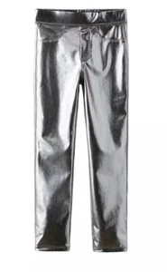 Zara Girls Leggings Pants Silver Metallic Sparkle Size 10 - Picture 1 of 10