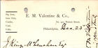 1895 E M VALENTINE PIG IRON COKE COAL CINDER IRON ORES PHILADELPHIA BL111
