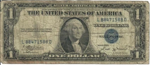 1935B 1$ Silver Certificate - Blue Seal, No Motto - WAJ/FMV L88471588D - #13485 - Picture 1 of 2