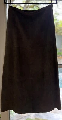 Maxi falda vintage de cuero de cabra marrón talla 6 Foto 1 de 4