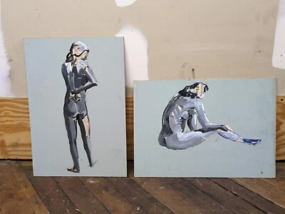 2 figuras de estudio vintage John Huszer 1913-83 moderno mujer desnuda mediados de siglo mcm Foto 1 de 4