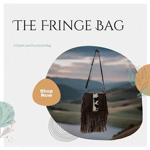 Fringe Crossbody/Clutch Distressed Brown Leather & Brown & White Calfskin - Picture 1 of 6
