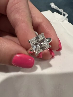 Anillo de plata esterlina - circonita cúbica pavé banda de eternidad talla 6 Foto 1 de 4