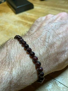 Granat Kristall Mineral Edelstein 6 mm Größe Perlen Mala Stil Armband - Bild 1 von 9