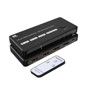 8K Ultra HD 3ports HDMI2.1 Switcher with Remote Control HDR 3in 1out Auto Switch - Picture 1 of 8