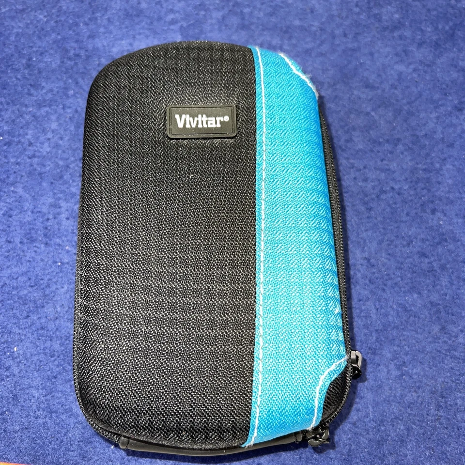 Vivitar DVR850 HD Camcorder Case Blue Black Semi-Hard Zipper 2.4" Pocket Travel - Image 1 of 4
