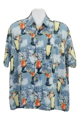 John Henry Shirt Men Extra Large Blue Hawaiian Viva Tropical Cocktail Adult A17  - Image 1 of 4