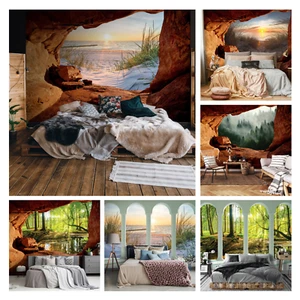 3D EFFEKT WALD STRAND Vlies Fototapete Wohnzimmer Landschaft  Modern TAPETE XXL - Afbeelding 1 van 13
