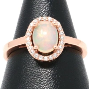 1 Ct Natural Rainbow Opal Ring Women Jewelry Gift 14K Rose Gold Solid Silver - Picture 1 of 5