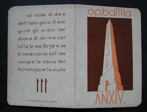 ORIGINAL FASCIST CARD TESSERA P.N.F. OPERA NAZIONALE BALILLA ONB 1936 BOLOGNA - Picture 1 of 4
