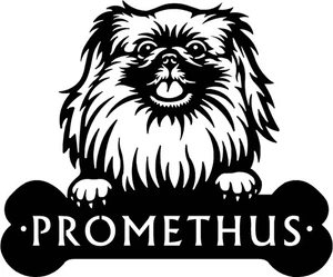 Pekingese Head and Dog Bone Sign with Custom Name or Numbers - Picture 1 of 5