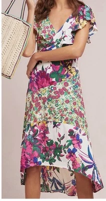 Tracy Reese x Anthropologie Ennis Floral Dress Sz S Hi-low Feminine Ruffle - Image 1 of 4