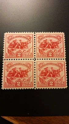 Scott #652, M/VF/VLH, Blk of 4, 2 cent, White Plains, Carmine, 1926, perf 11 - Image 1 of 2