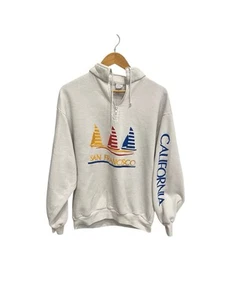 Vintage 80s San Francisco California Sail Boat Half Zip Souvenir Sweatshirt - Picture 1 of 4