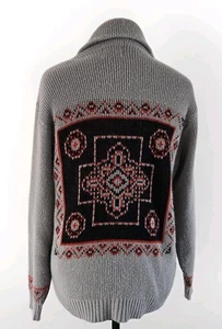 VINTAGE Strickjacke Pullover geometrisches Design hinten Knopfleiste Opa Kern Herren XL - Bild 1 von 9