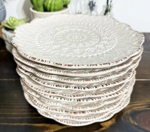 Pfaltzgraff Remembrance Cream Embossed 8 1/2” Stoneware Salad Plates Set of 10 - Picture 1 of 3