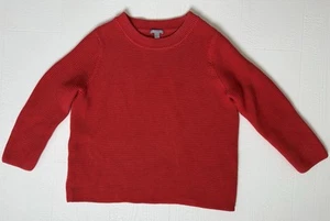 COS Red Orange 100% Cotton Chunky Heavy Knit Pullover Sweater M Spring 3/4 Slv - Picture 1 of 12