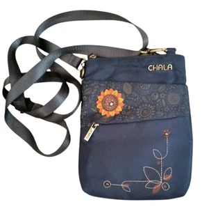 Chala Venture Sunflower Crossbody Bag Navy Blue RFID W Adj Strap Cell Phone NWOT - Picture 1 of 10