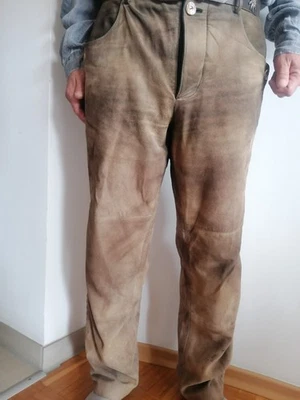 Trachten Lederhose Nappaleder Beige Herren Gr. 52 hochwertige Trachtenmode  Hose - Bild 1 von 4