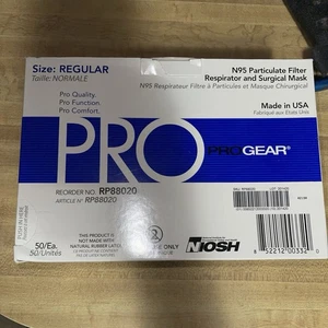 ProGear RP88020 Medical Grade N95 Respirator & Surgical Mask 50 Pc-Regular Size. - Picture 1 of 8