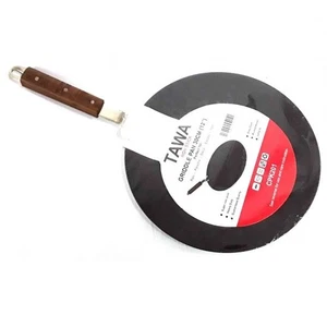 PURE IRON Tawa PARANTHA ROTI Pan Wooden Handle H. DUTY Dough Chapatti TAVA 12'' - Picture 1 of 3
