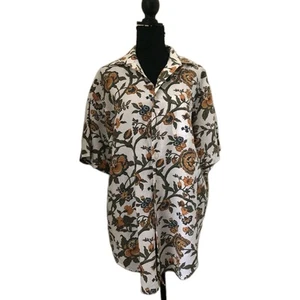 Daniel Cremieux Collection Shirt Men's Medium White Floral Button Up Linen Blend - Picture 1 of 15