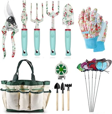MQFORU Garden Tools Set, 16 Pieces Gardening Gifts for Women & Men, Heavy Duty Floral
