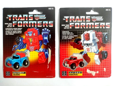 Hasbro Vintage Transformers G1 Card Backs Autobot Gears Swerve Stat Tech Spec - Image 1 of 2