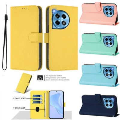 PU Leather Candy Color Wallet Phone Case For OnePlus 10 9R 9 10R N300 N20 2T 8T - Image 1 of 4