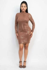 Women's Open-Back Sequin Slinky Bodycon Dress, Party, club, girls night out - Picture 1 of 8