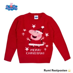 Weihnachtspullover Peppa Pig Kinder Winter Pullover Merry Christmas Rot - Bild 1 von 3
