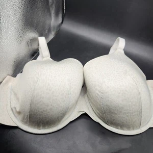 Cacique Comfort Bliss Lined Underwire Off White Beige Leopard Print Bra 40DDD - Picture 1 of 4
