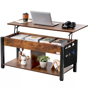 VEVOR Lift Top Coffee Table 41.7" Rectangle Coffee Table for Living Room Brown - Picture 1 of 12