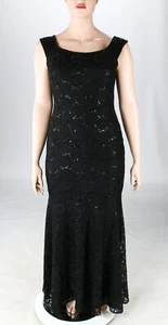Eureka USA Vintage 90s 00s Y2K Black Sequin Lace Formal Party Prom Dress sz 20 - Picture 1 of 3