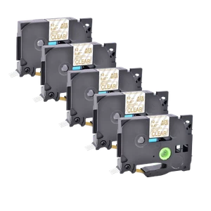 5×Or sur Matt Clear Ruban étiquettes Compatible avec Brother TZe-M34 12mm - Afbeelding 1 van 4