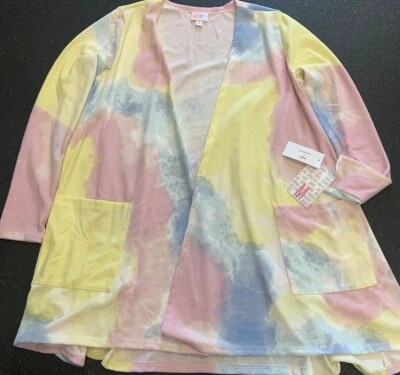 Nuevo con etiquetas Lularoe Caroline Tie Dye Algodón Caramelo Rosa, Azul, Amarillo-Talla Mediana M Foto 1 de 4
