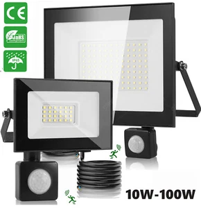 Proiettore LED rilevatore di movimento 10W/30W/50W/100W esterno faretto lampade fari - Foto 1 di 23